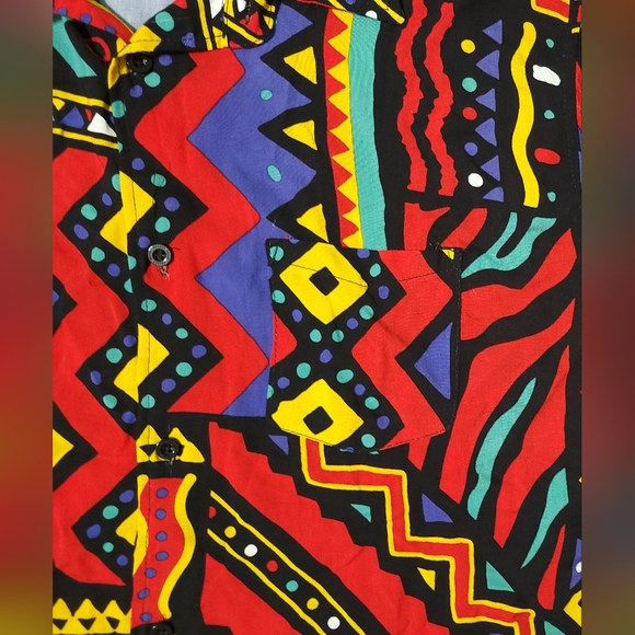REASON Unity Allover Geometric Print Colorful Shirt XL - Picture 3 of 4